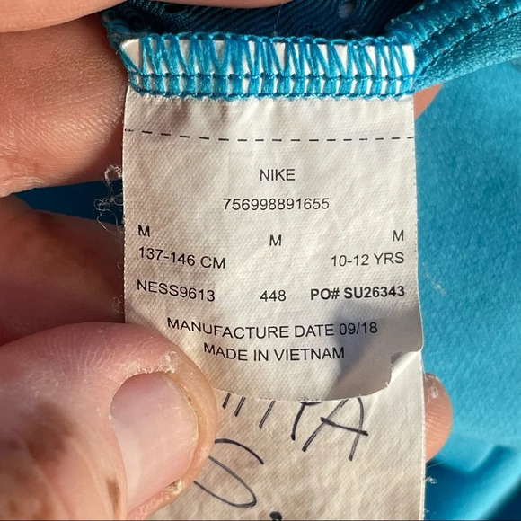 Nike Swimwear Girls Blue Mash Up Sporty Racerback One-Piece Swimsuit Sz 10-12 - Picture 10 of 11